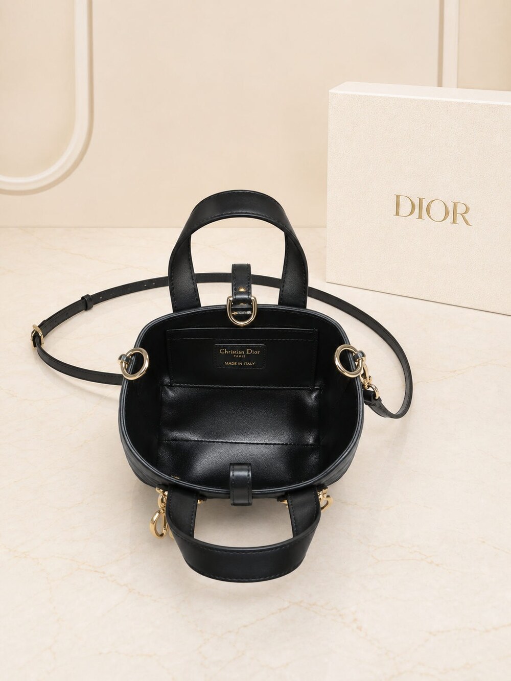 Dior Toujours Mini Vertical Black Cannage Leather Tote Bag - Picture 8 of 9